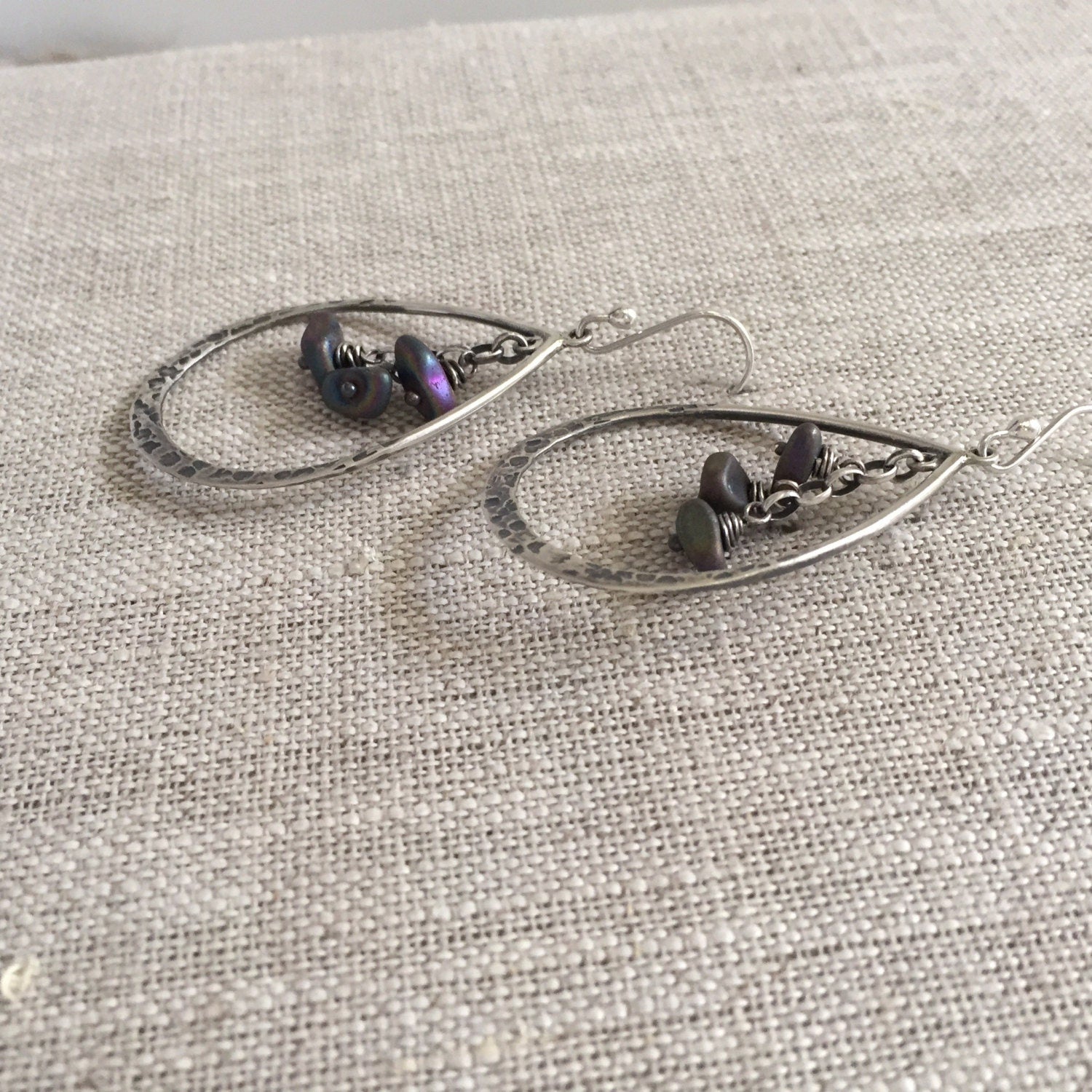Sterling Silver Teardrop Earring with Gemstone Drops "Lisbeth" by iNk Jewelry