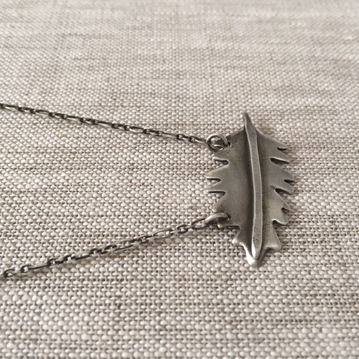 Oak Leaf Necklace in Sterling Silver by iNk Jewelry