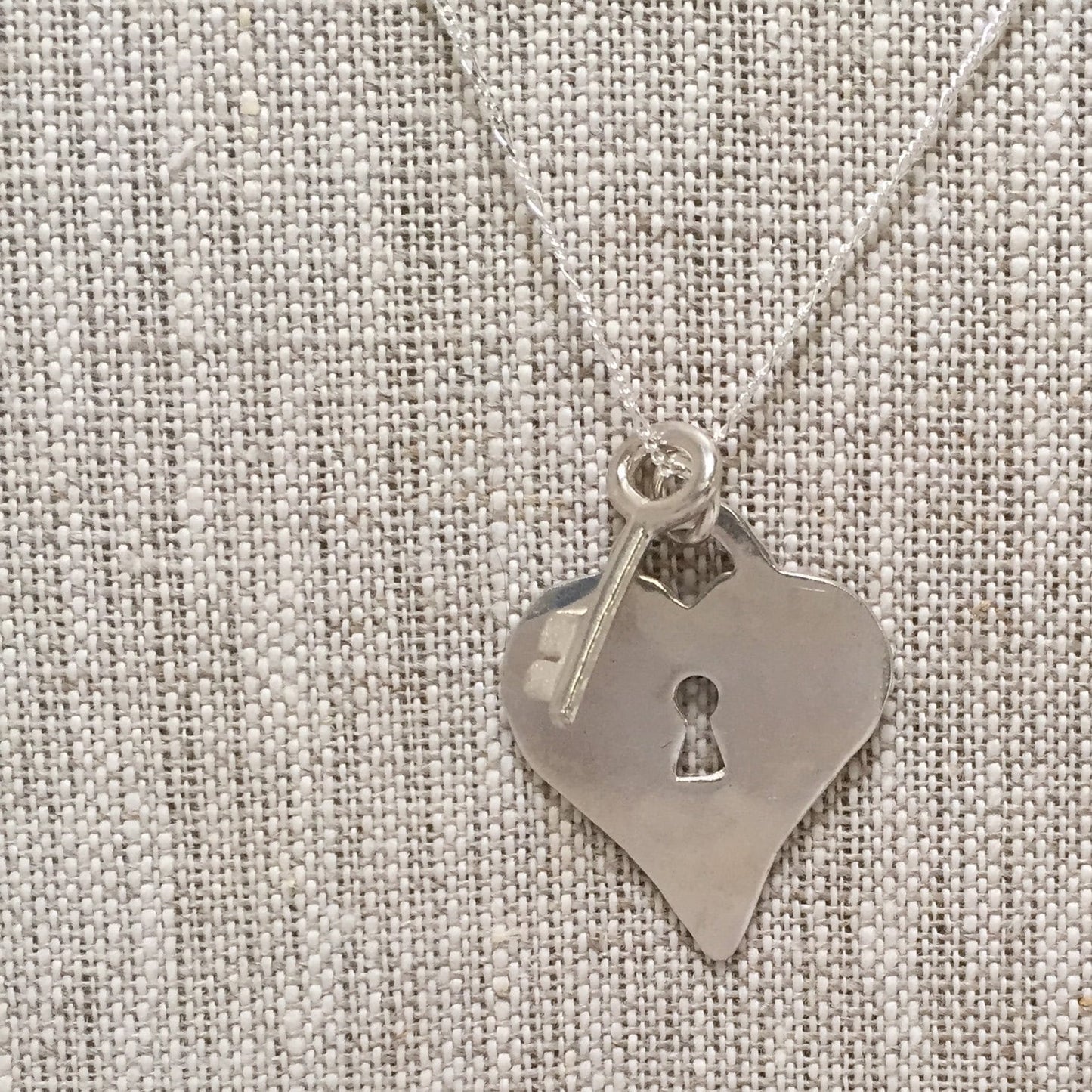 Heart and Soul Trust Necklace - Padlock and Key Pendant in Sterling Silver by iNk Jewelry