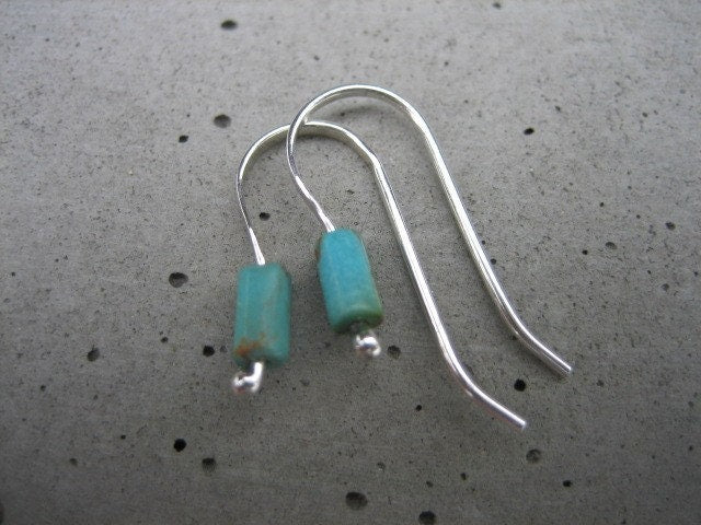 Simple Tiny Turquoise Earrings by iNk Jewelry