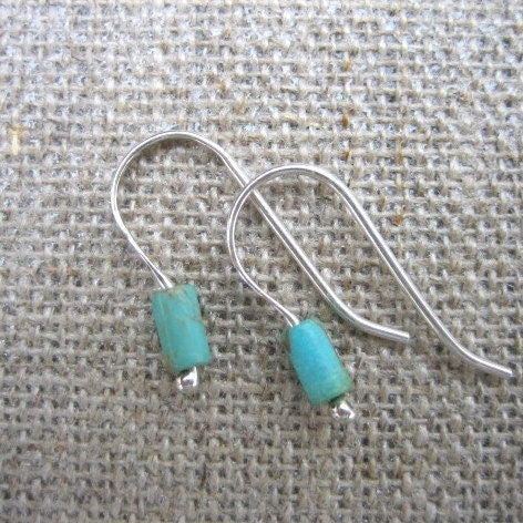 Simple Tiny Turquoise Earrings by iNk Jewelry