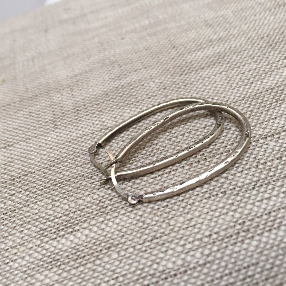 Stirrup Silver Long Hoop Earrings by iNk Jewelry