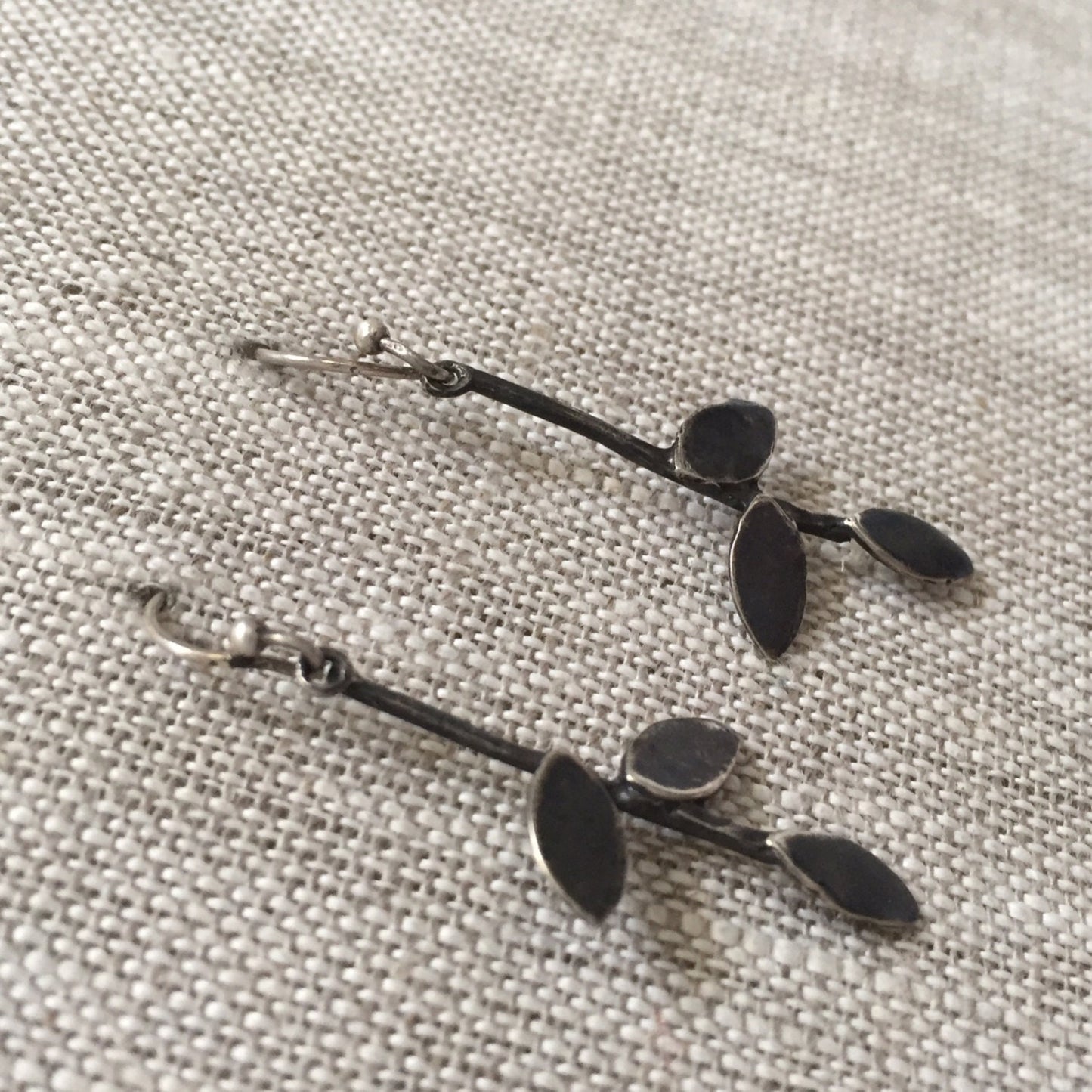 Trees Shadow Sterling Silver Black Earrings by iNk Jewelry