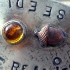 Recycled Sterling Silver Spoon Bracelet: Citrine, Acorn Charm