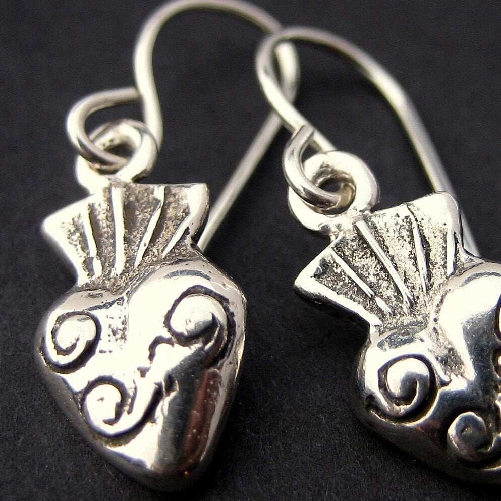 Sacred Heart Earrings in Sterling Silver by iNk Jewelry