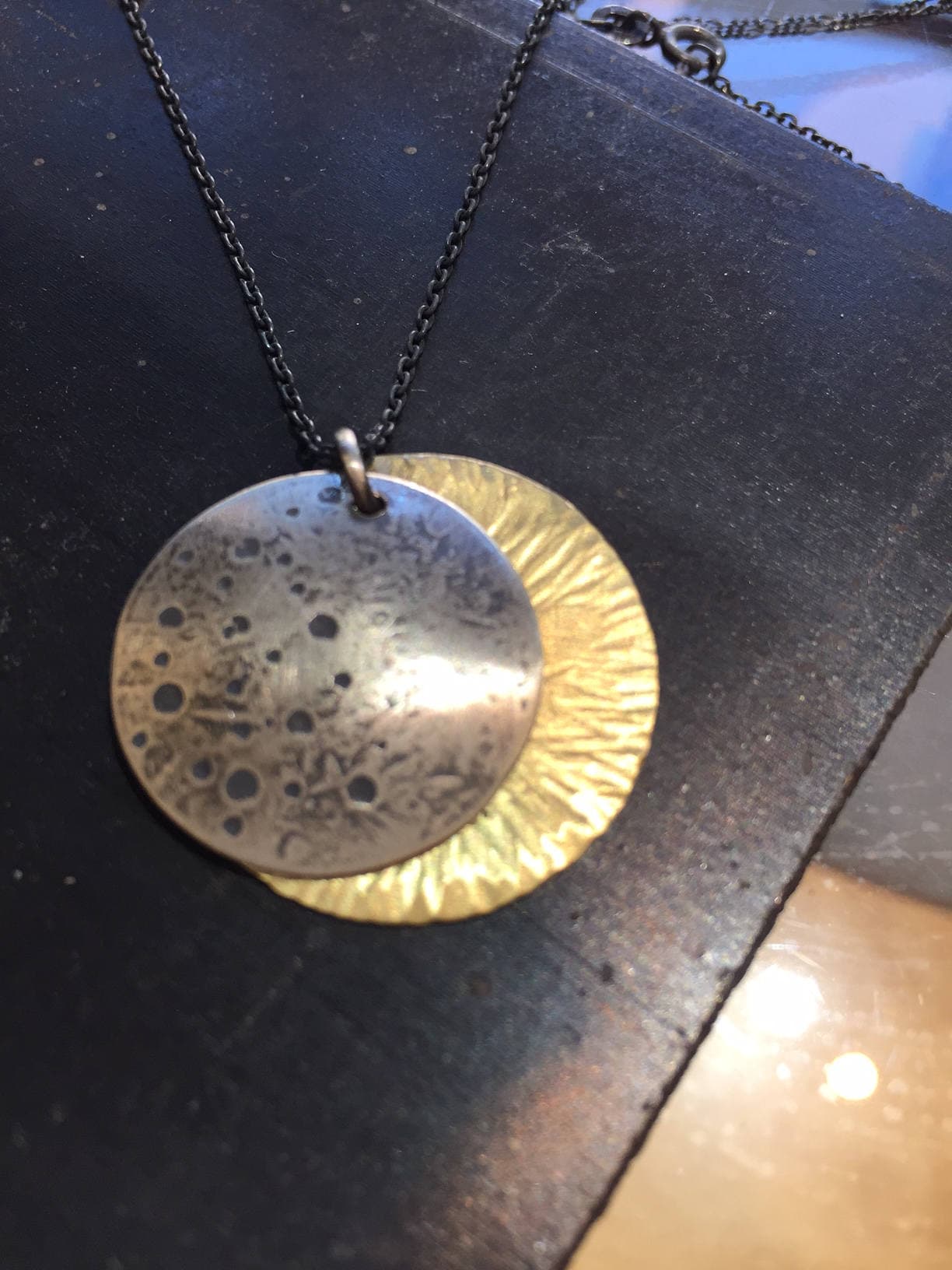 SOLUNA Solar Eclipse Necklace Sterling and Bronze Totality by iNk Jewelry