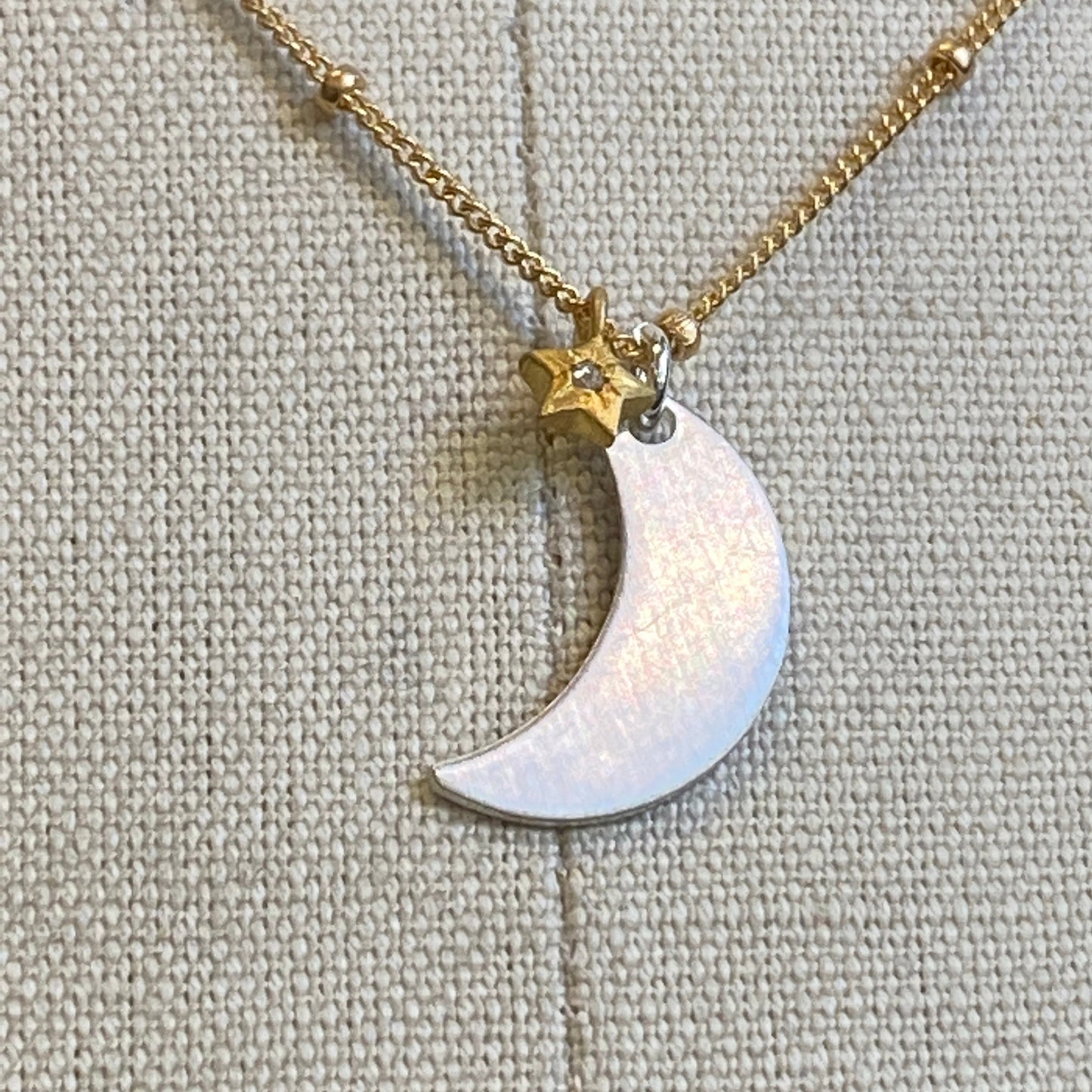 Moon Stars Pendant Solid Sterling with gold and diamond by iNk Jewelry