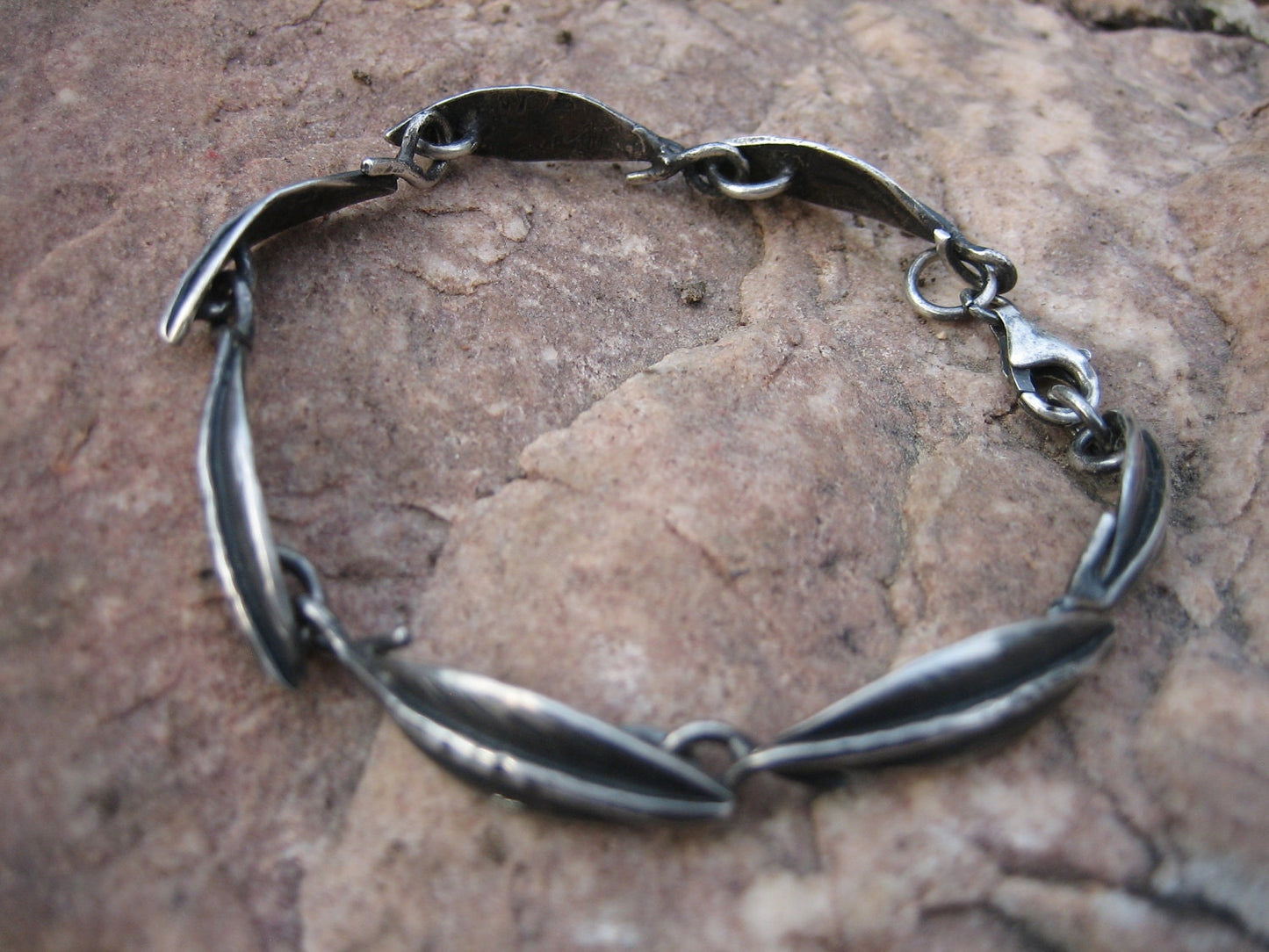 Seven Leaves Solid Sterling Silver Bracelet by iNk Jewelry