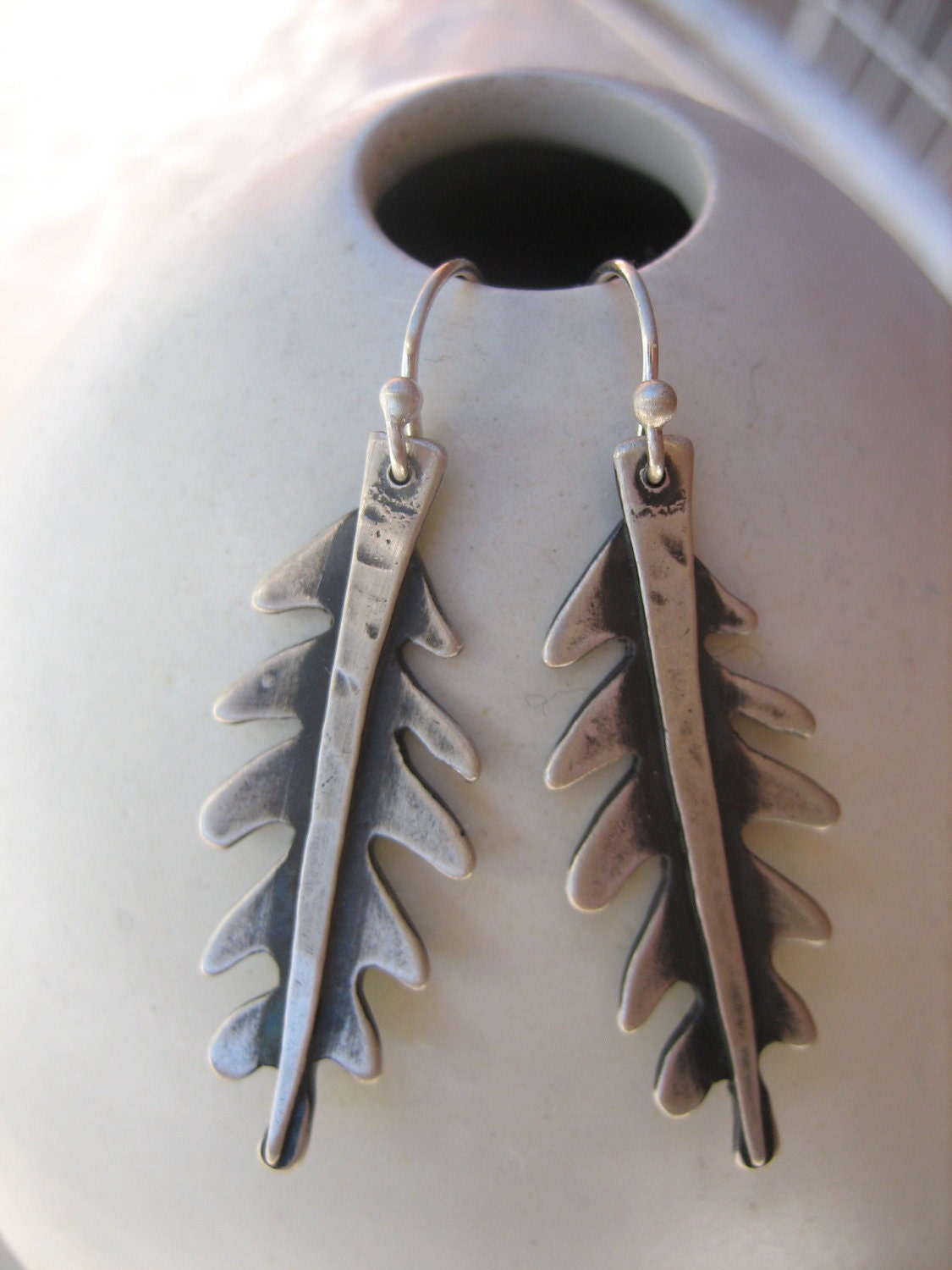 Fiddle Leaf Fern Earrings in Solid Sterling Silver by iNk Jewelry