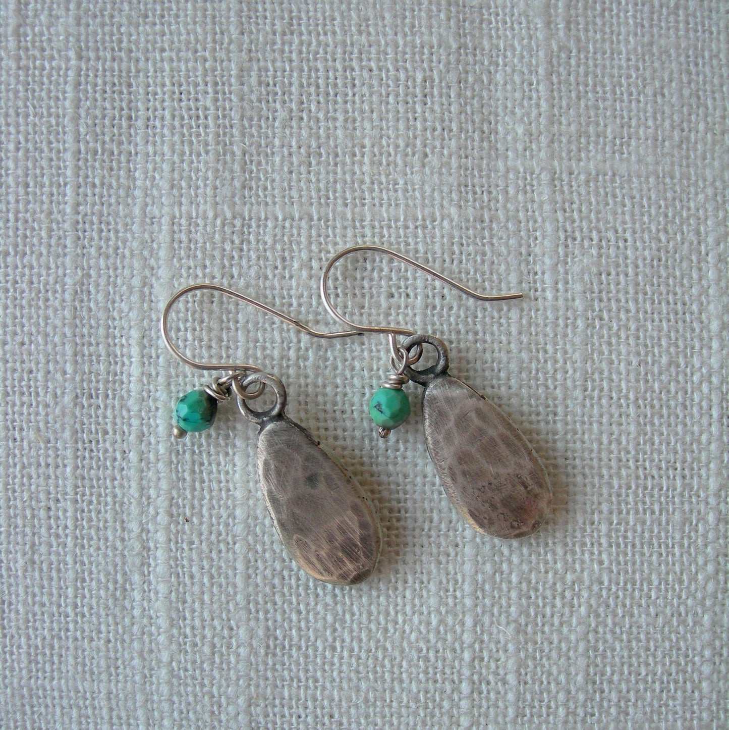 Canyon Tears Sterling Silver and Turquoise Hammered Earrings by iNk Jewelry