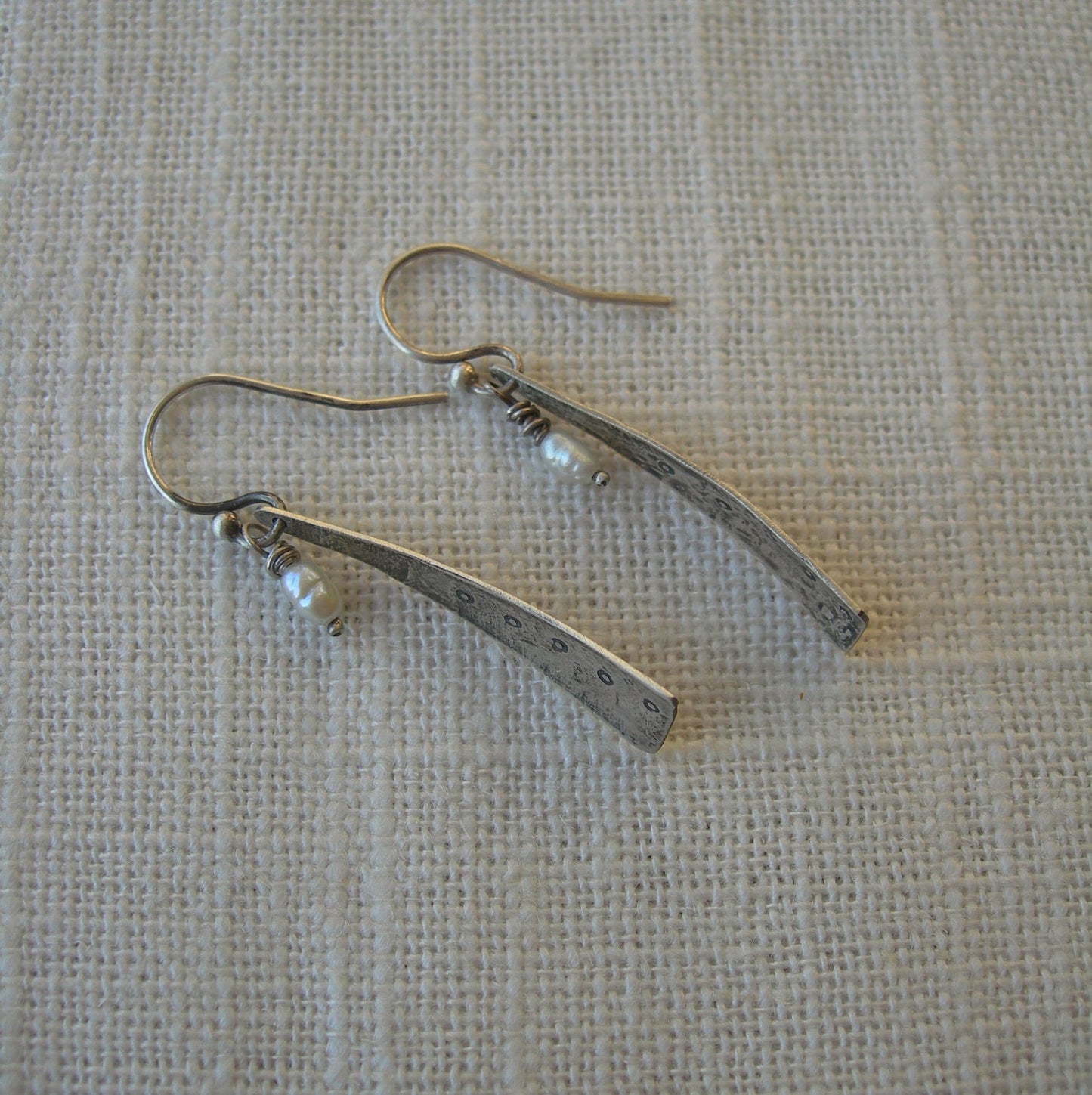 White Pearl and Solid Sterling Dangle Earrings Whoops Johnny by iNk Jewelry