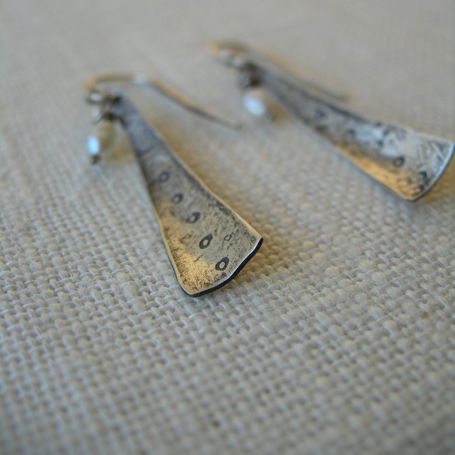 White Pearl and Solid Sterling Dangle Earrings Whoops Johnny by iNk Jewelry
