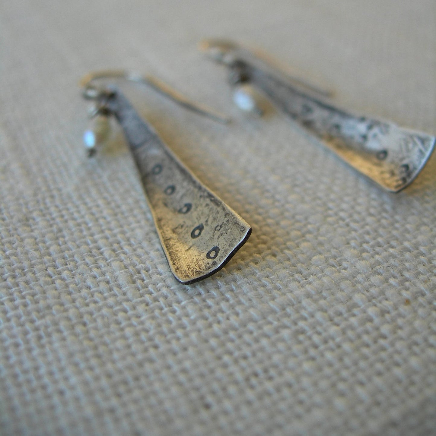 White Pearl and Solid Sterling Dangle Earrings Whoops Johnny by iNk Jewelry