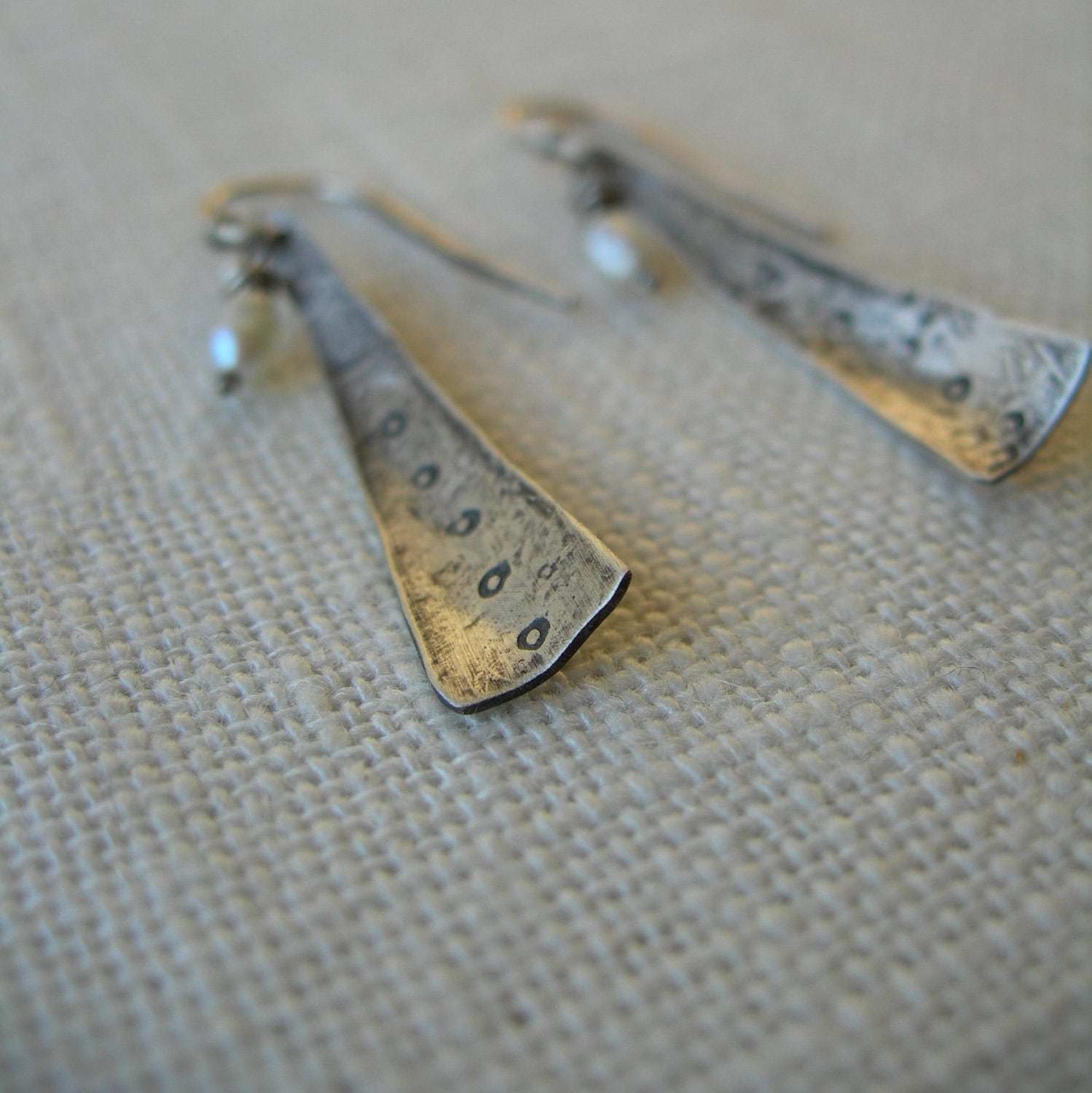 White Pearl and Solid Sterling Dangle Earrings Whoops Johnny by iNk Jewelry