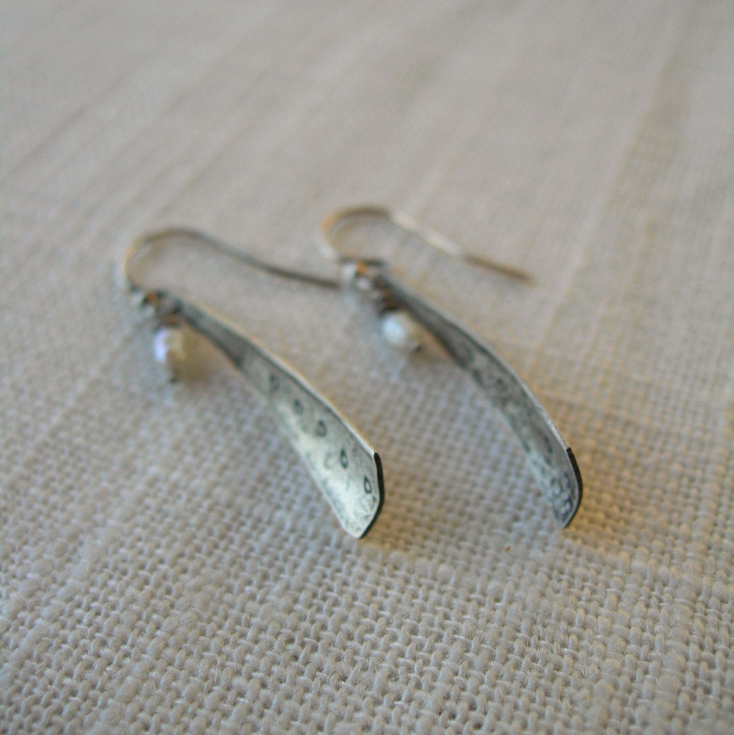 White Pearl and Solid Sterling Dangle Earrings Whoops Johnny by iNk Jewelry