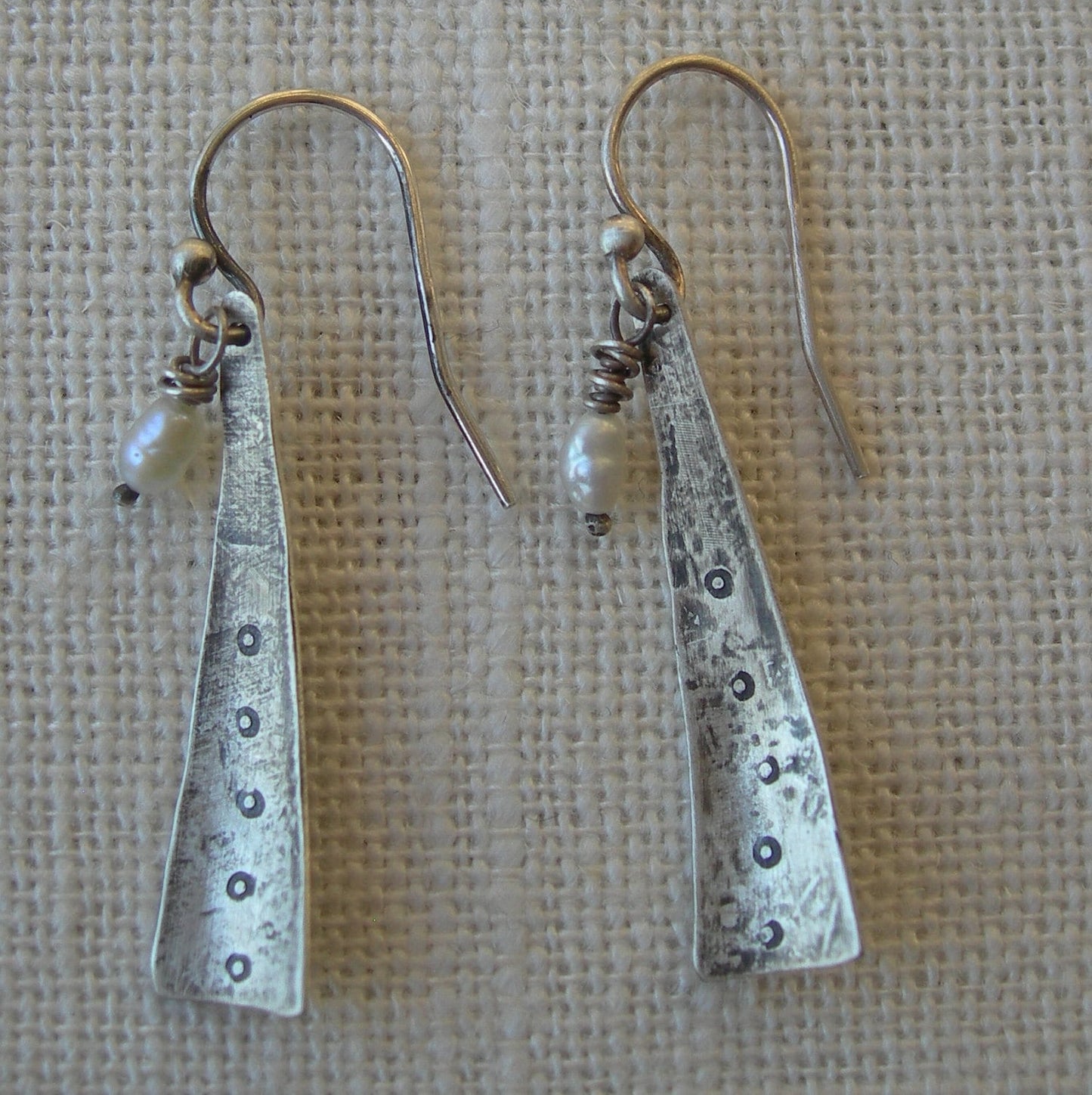 White Pearl and Solid Sterling Dangle Earrings Whoops Johnny by iNk Jewelry