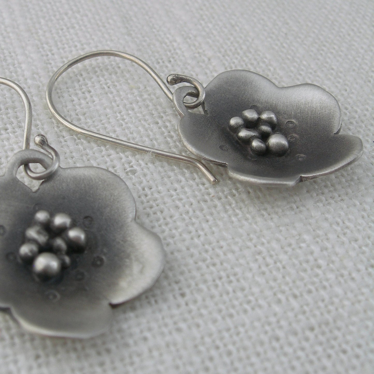 Flower Sterling Silver Dangle Earrings Hope Springs Eternal by iNk Jewelry