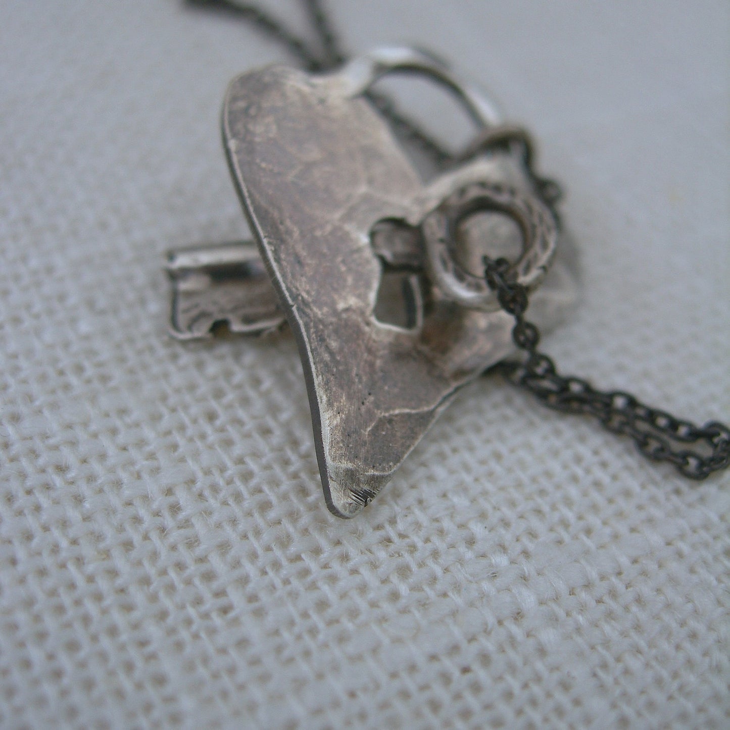 Heart and Soul Trust Necklace - Padlock and Key Pendant in Sterling Silver by iNk Jewelry