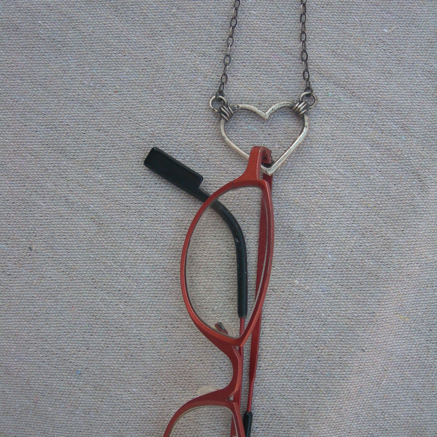 Heart Strum Necklace ID Badge or Glasses - Sterling Silver