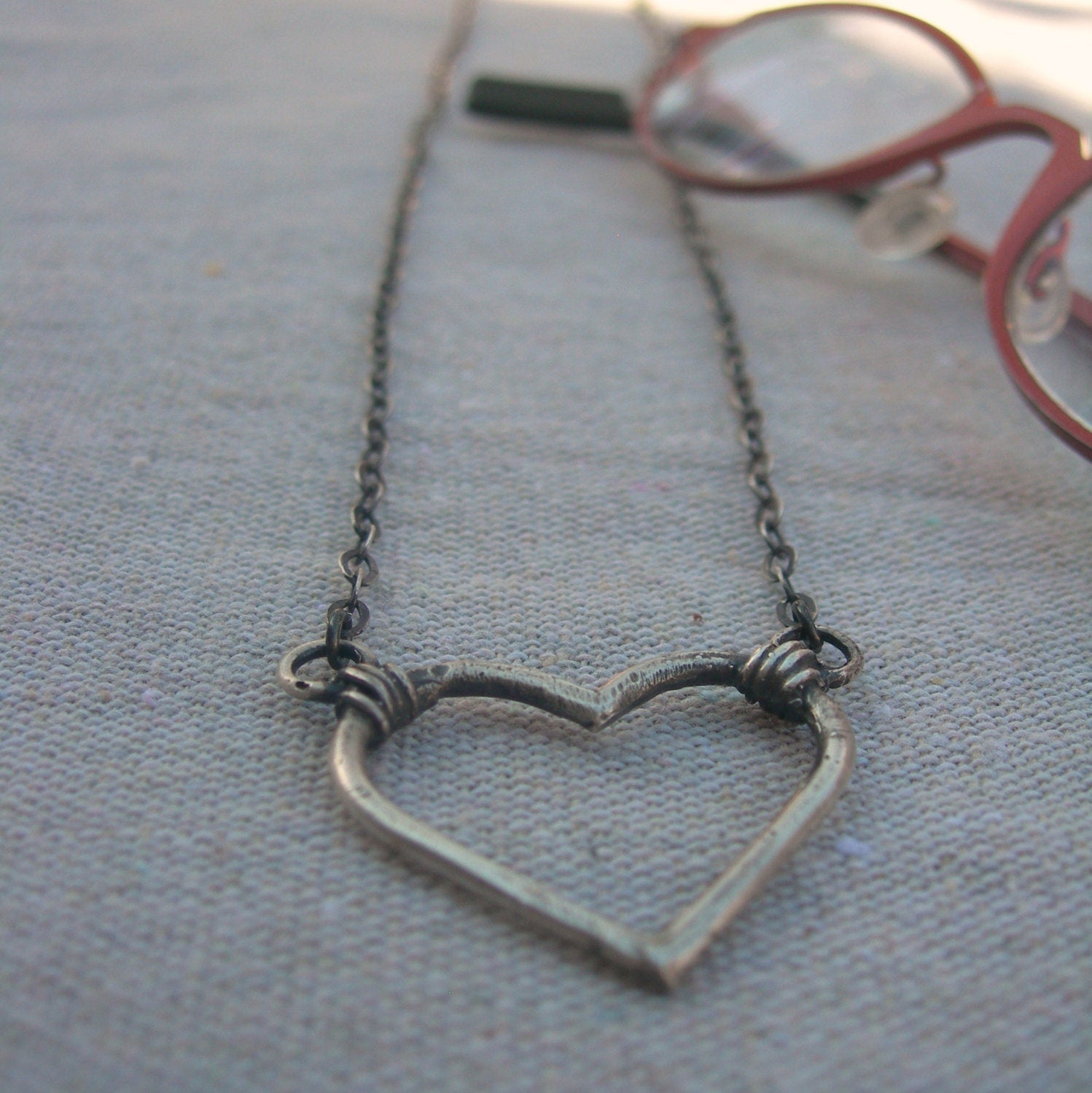 Heart Strum Necklace ID Badge or Glasses - Sterling Silver