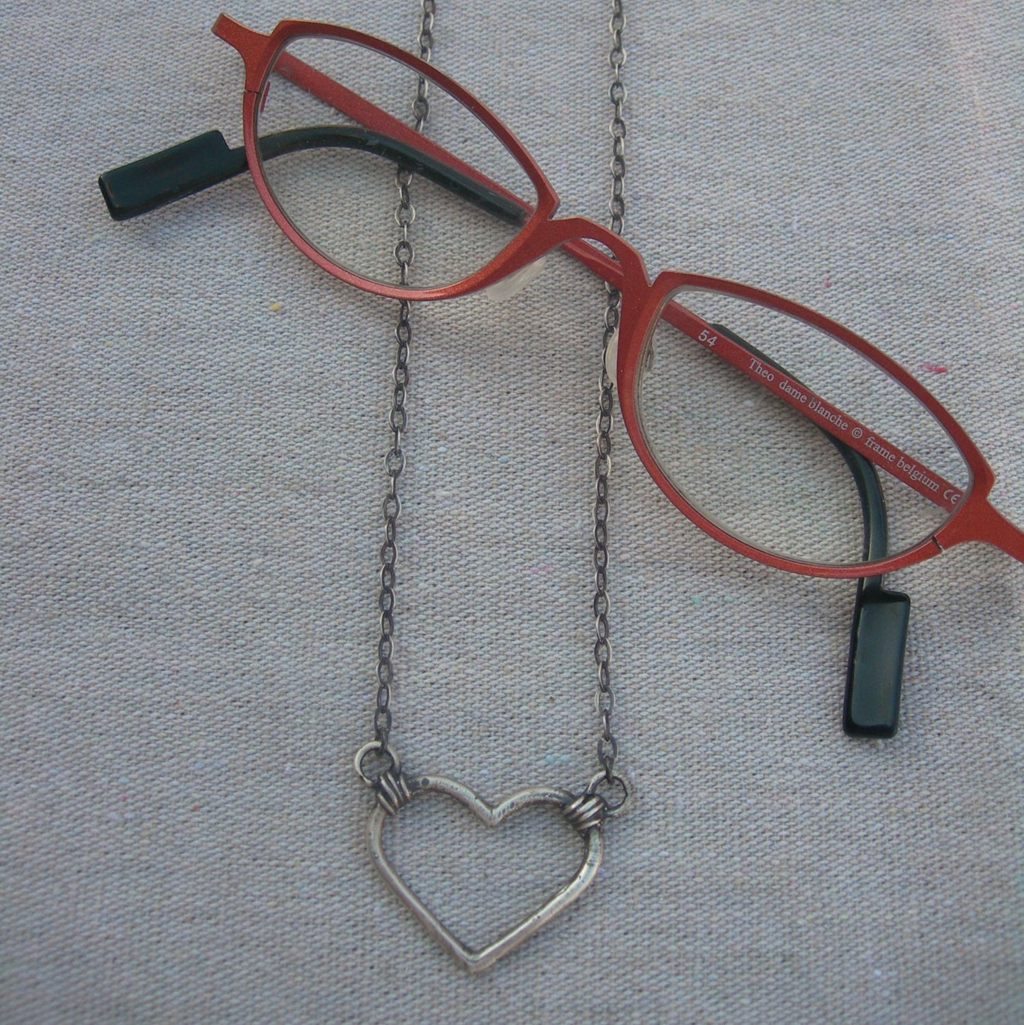 Heart Strum Necklace ID Badge or Glasses - Sterling Silver