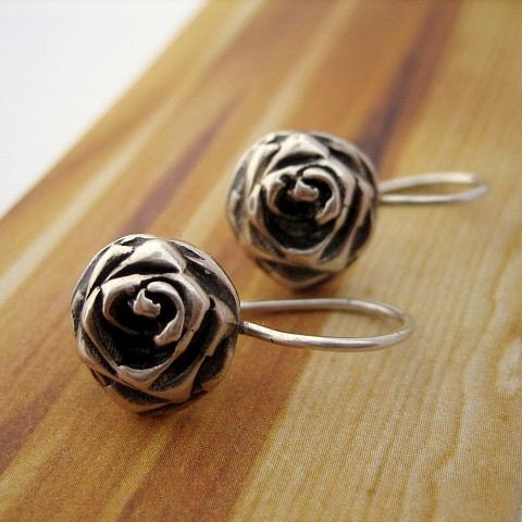 Rose is a Rose Solid Sterling Silver Earrings by iNk Jewelry