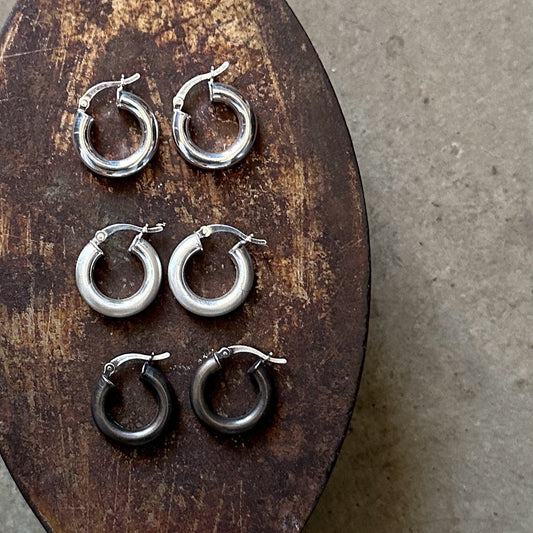 Sterling Silver Hoop Earrings-Small & Beefy by iNk Jewelry