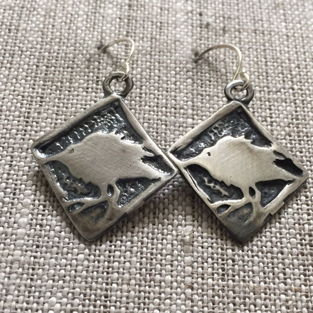 Tiny Crow Earrings for Bird Lovers - Sterling Silver by iNk Jewelry