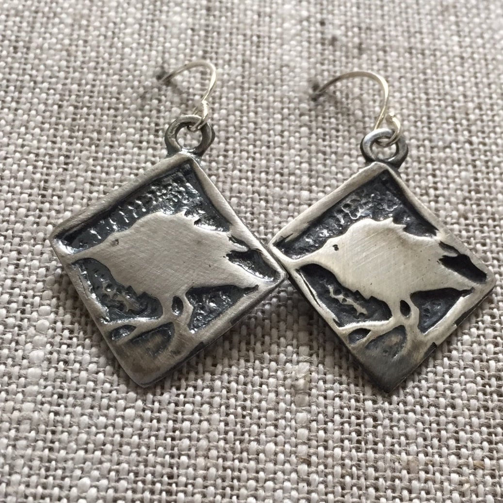 Baby Crow Bird Sterling Silver Earrings by iNk Jewelry