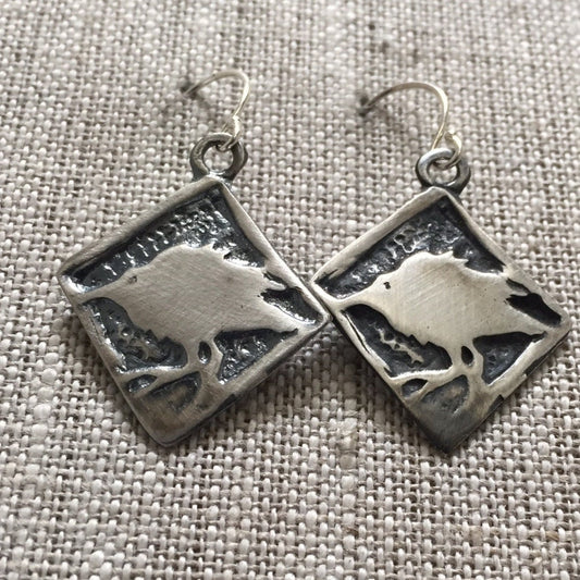 Baby Crow Earrings for Bird Lovers - Sterling Silver by iNk Jewelry