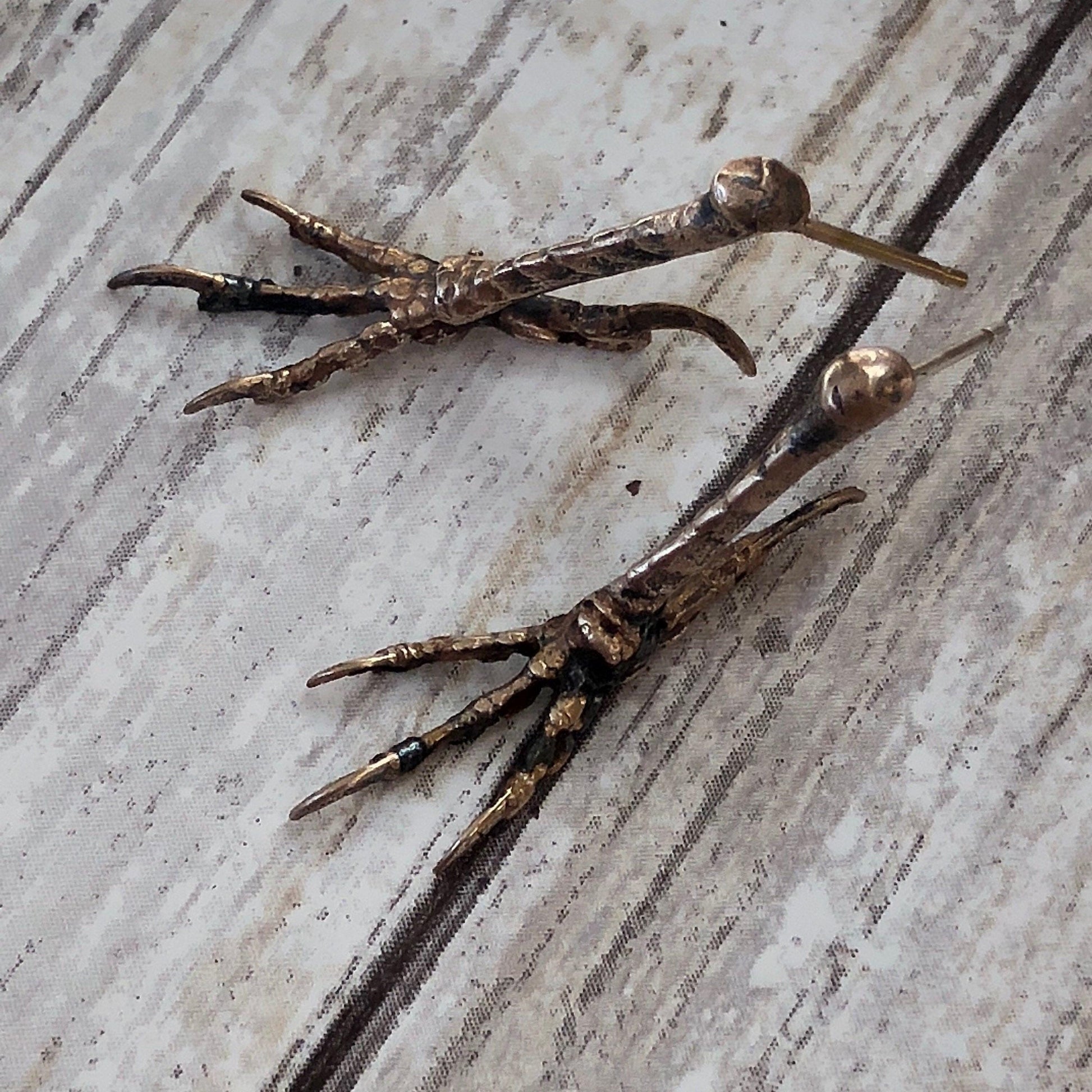 Woodland Bird Feet Bronze Earrings by iNk Jewelry