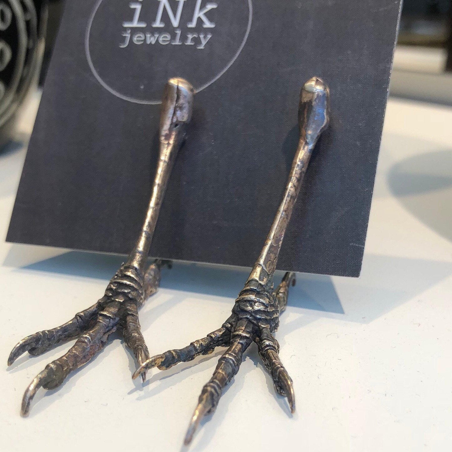 Woodland Bird Feet Bronze Earrings by iNk Jewelry