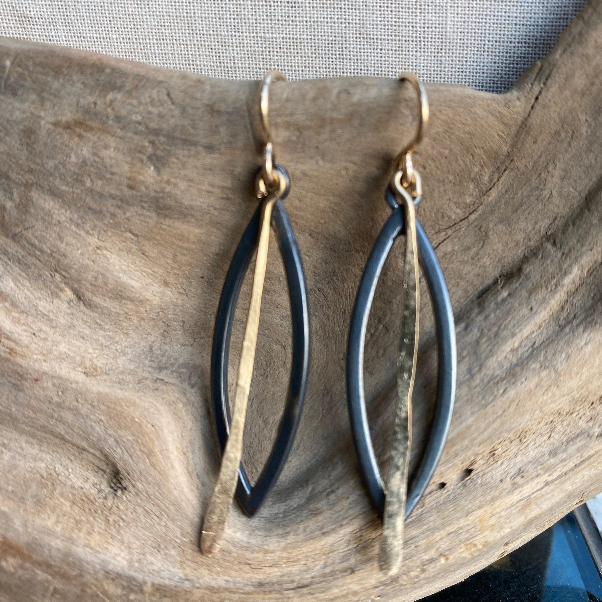 Third Eye Oxidized Sterling Silver and Gold Fill Earring