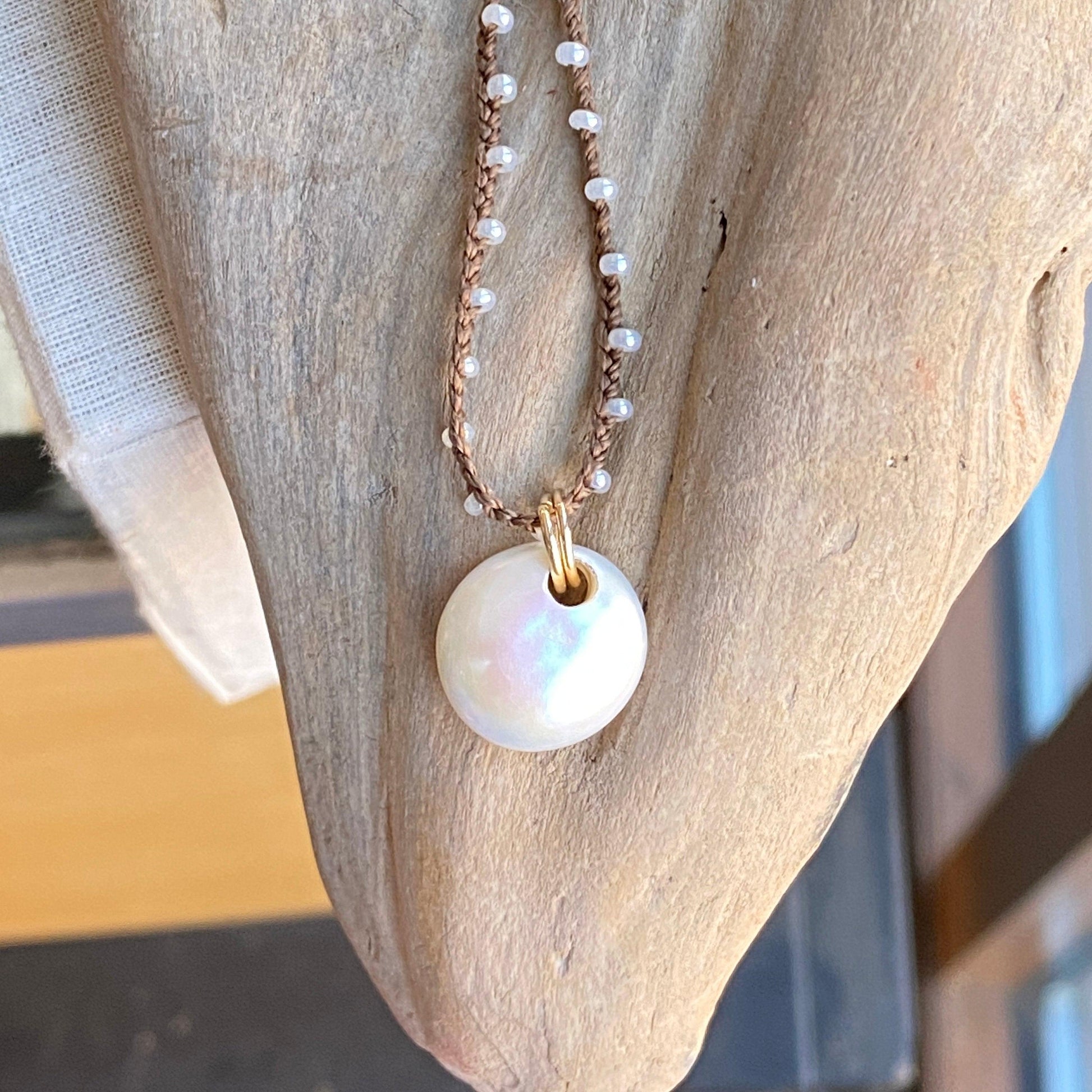 Pearl and Crochet Dot Necklace by iNk Jewelry