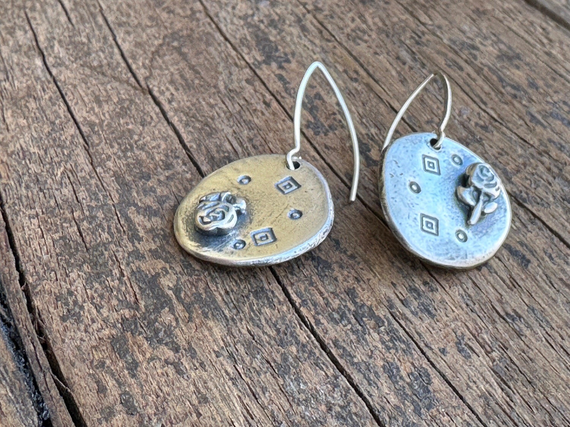 Posey Rose Flower Sterling Silver Earrings by iNk Jewelry