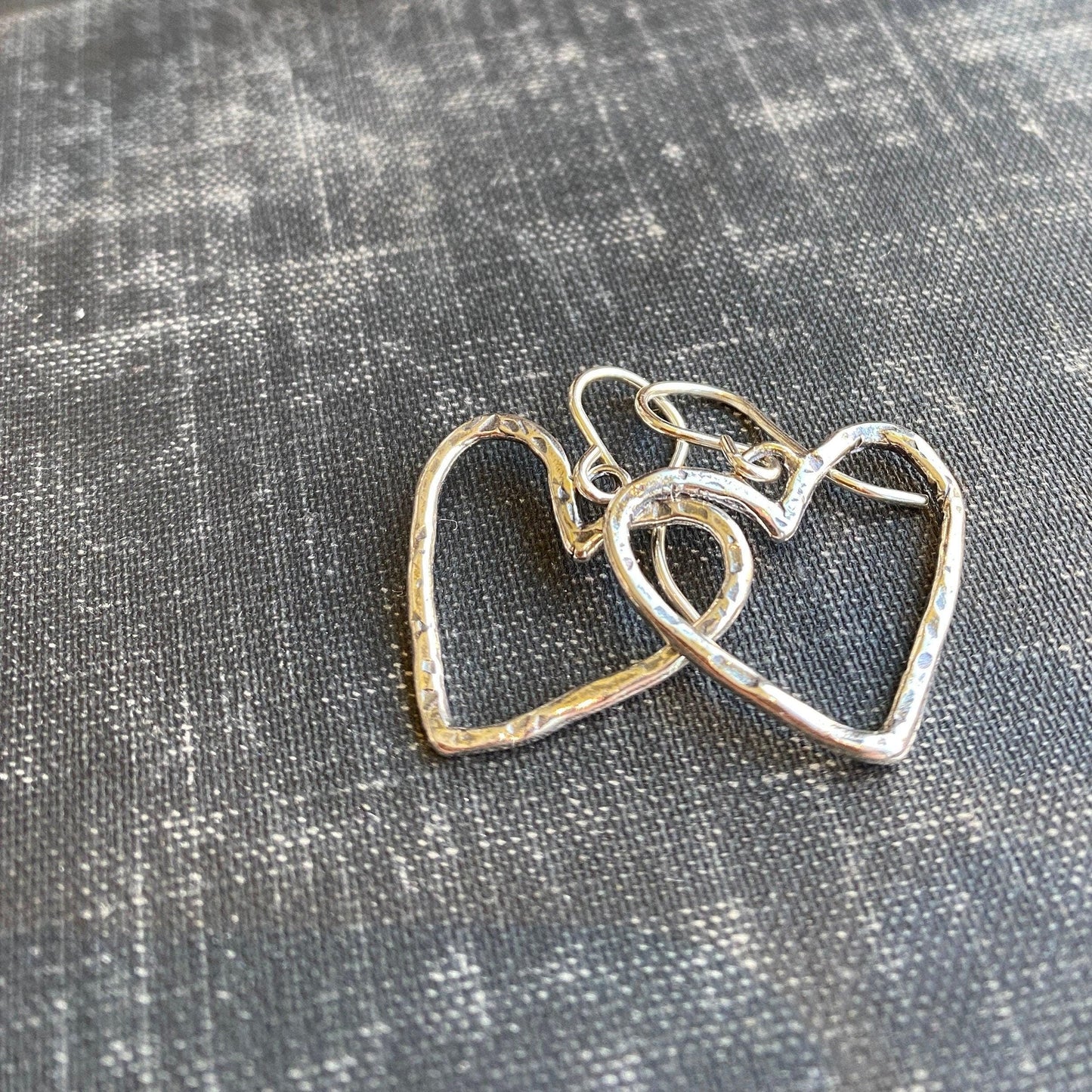 Heart Textured Earrings Sterling Silver -Wrangler by iNk Jewelry