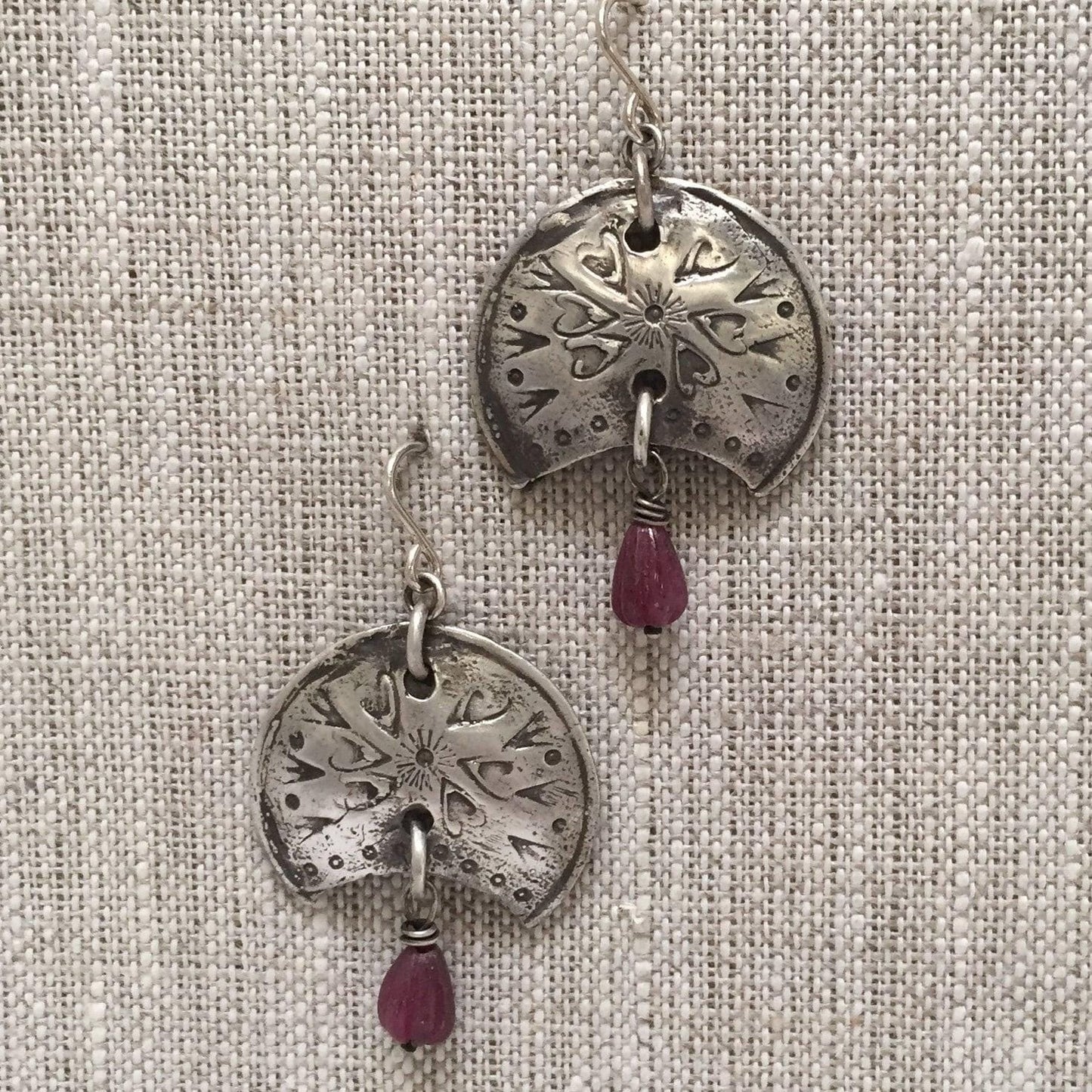 Zena Earrings With Carved Ruby Tear Drops