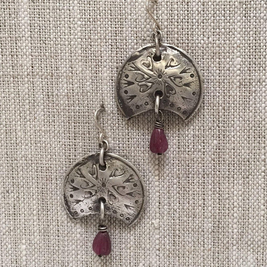 Zena Earrings With Carved Ruby Tear Drops