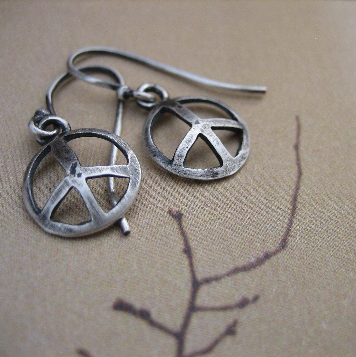 Peace Sign Earrings - Small Simple Domed Sterling Statement by iNk Jewelry