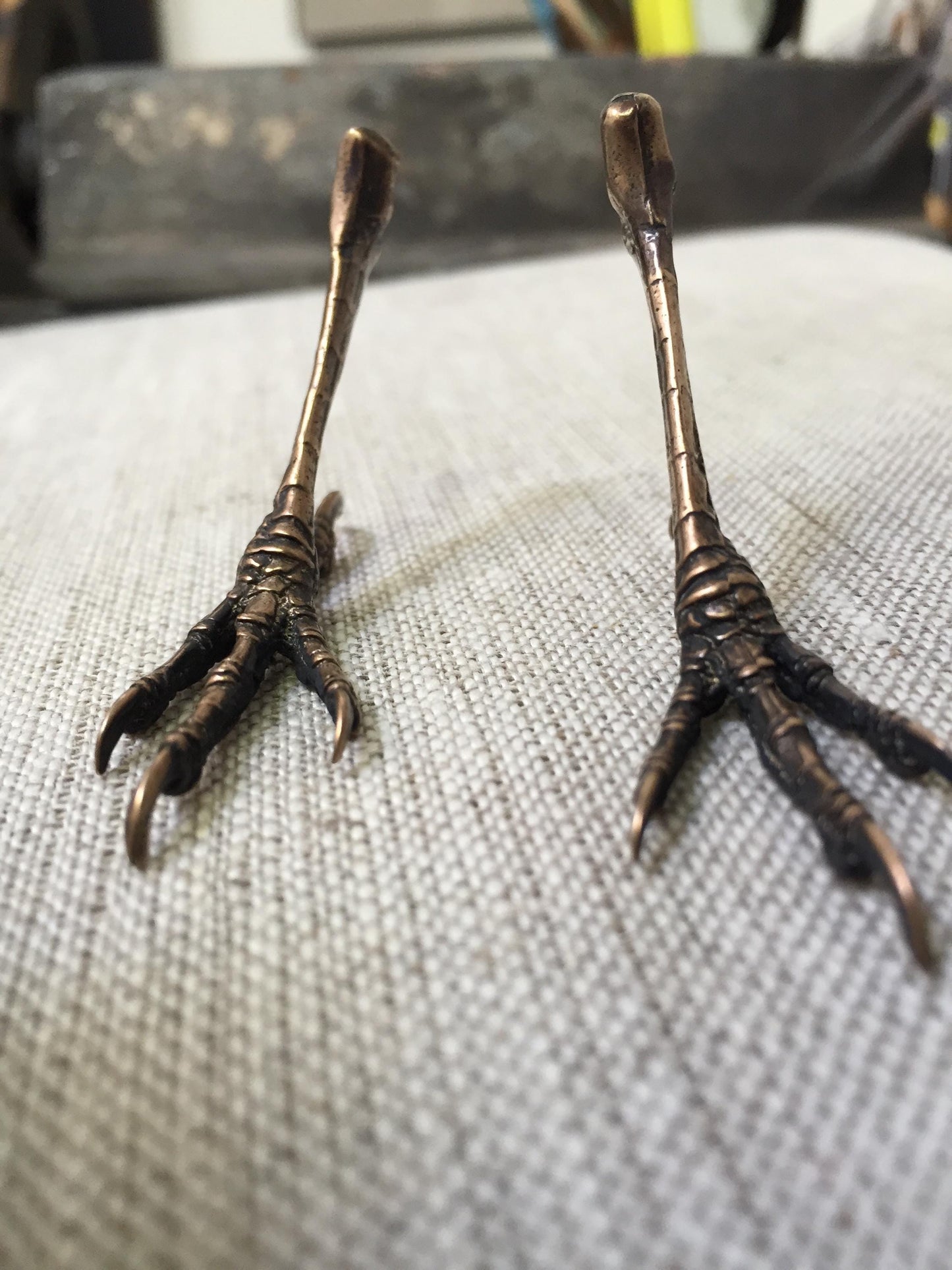 Woodland Crow/Blackbird Bronze or Silver Metal Bird Feet Sculptural by iNk Jewelry