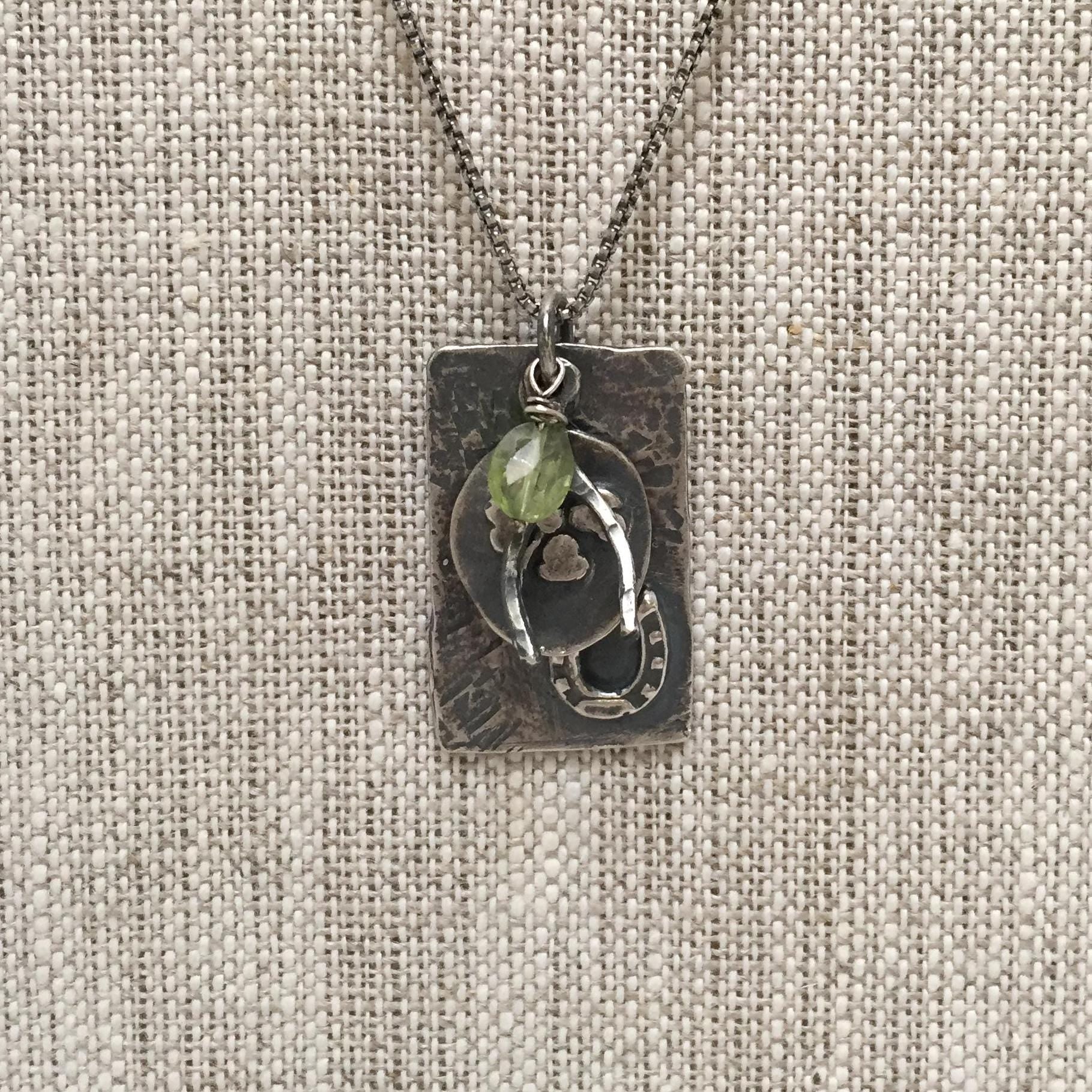 Lucky Charms Necklace Sterling Silver & Carnelian gemstone by iNk Jewelry
