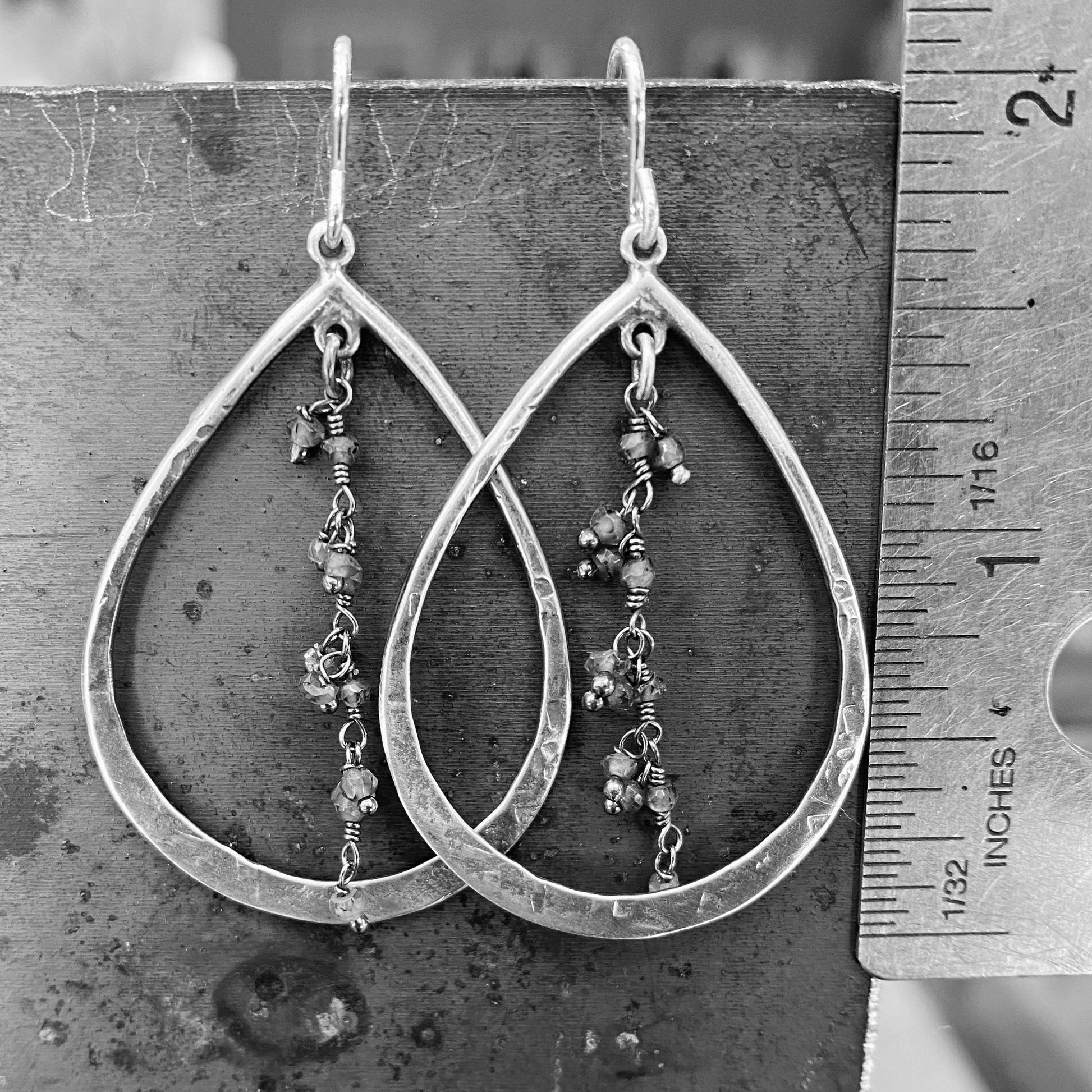 Lisbeth Sterling Silver Teardrop Earring with Gemstone Drops