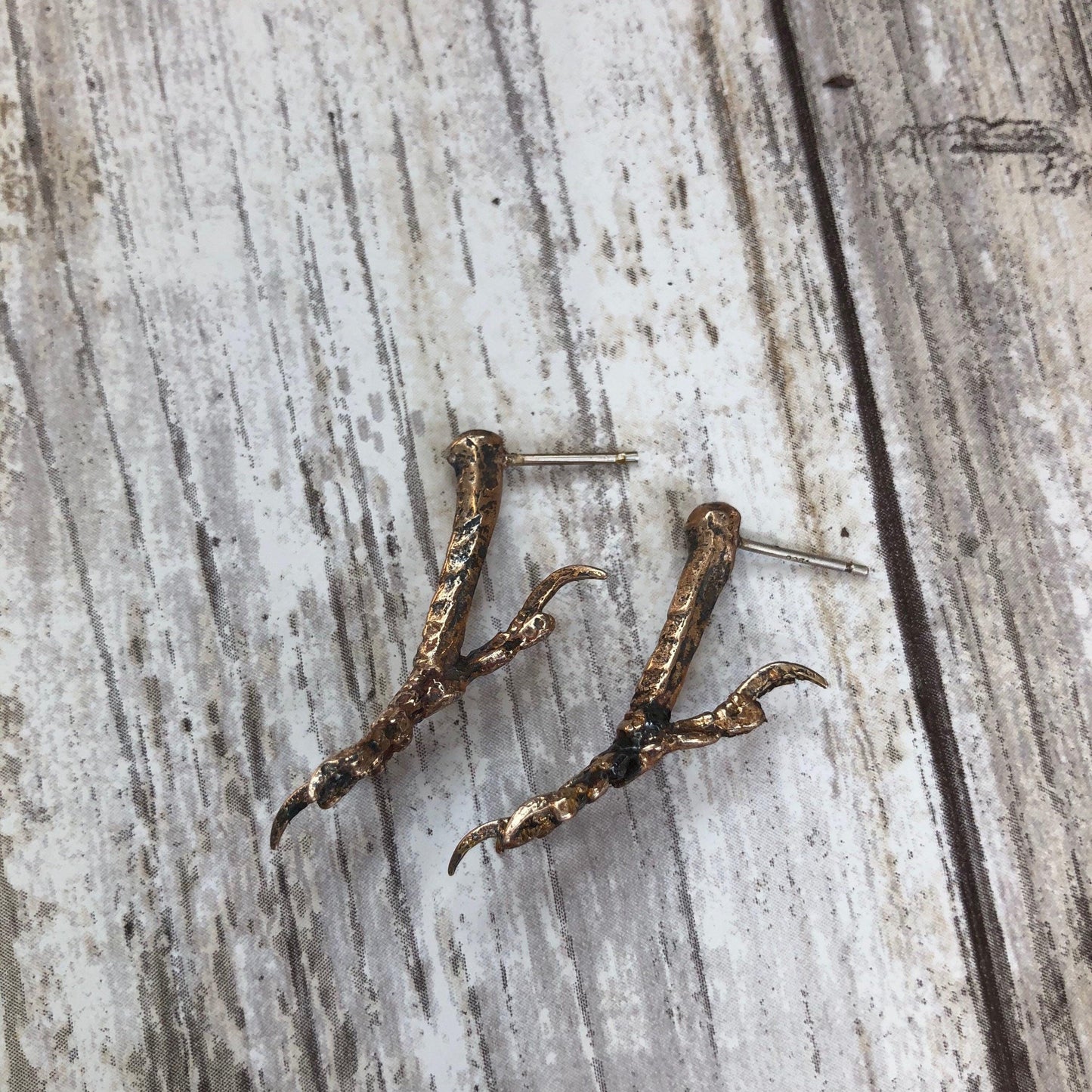 Woodland Bird Feet Bronze Earrings by iNk Jewelry