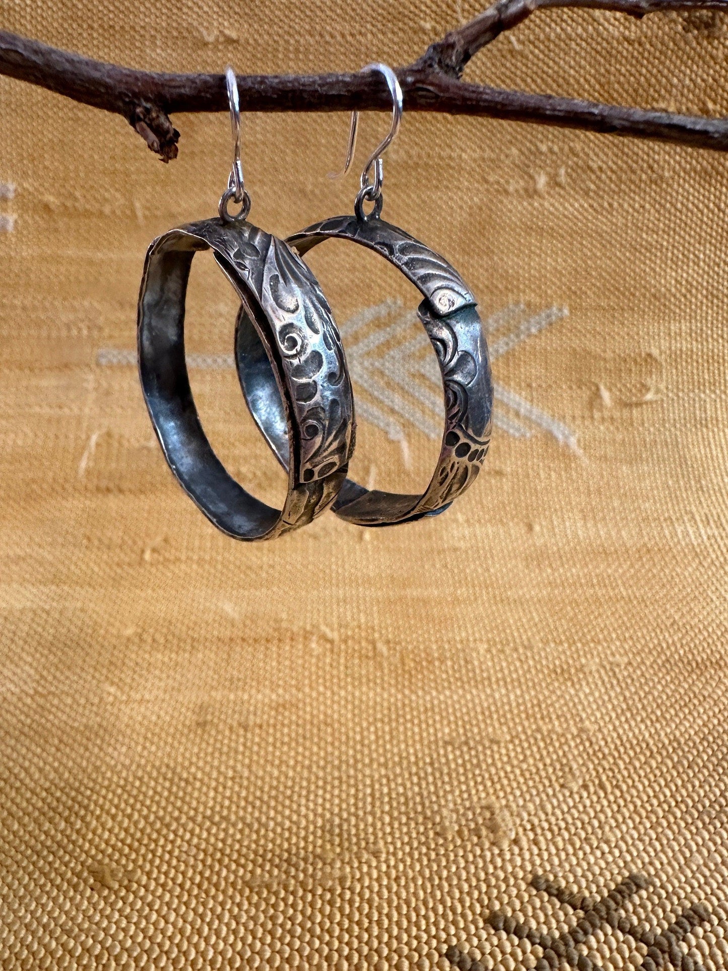 Prairie Hoop Solid Sterling Silver Earrings by iNk Jewelry