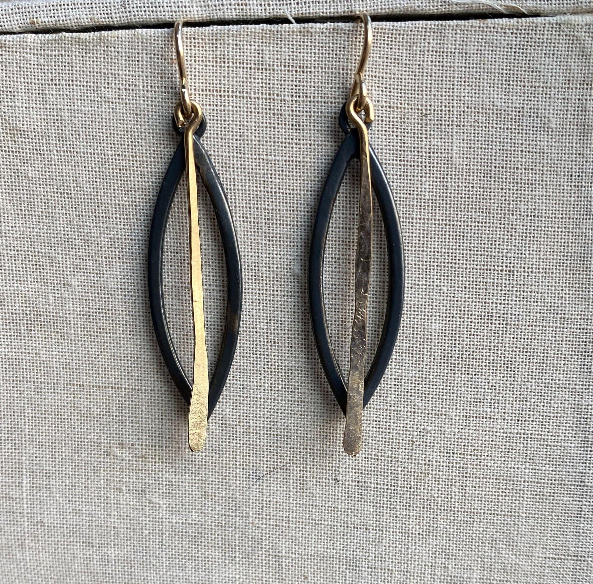 Third Eye Oxidized Sterling Silver and Gold Fill Earring