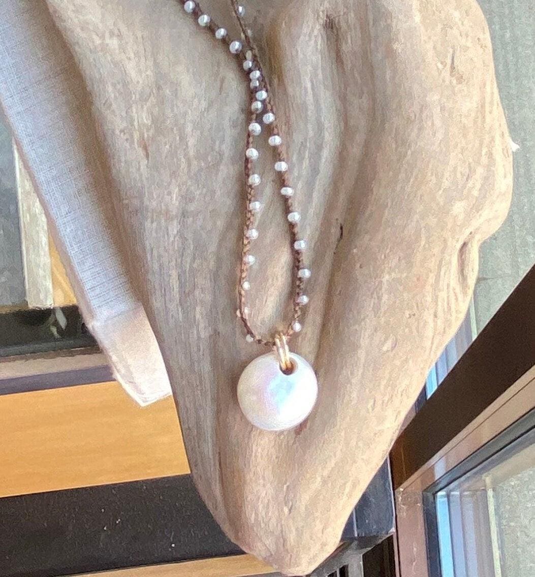 Pearl and Crochet Dot Necklace by iNk Jewelry