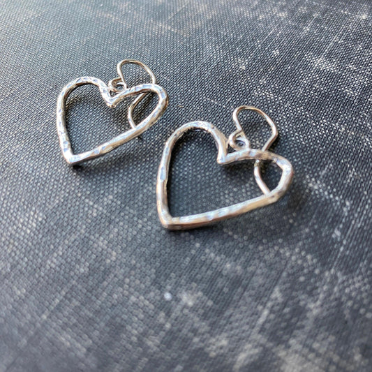 Heart Textured Earrings Sterling Silver -Wrangler by iNk Jewelry