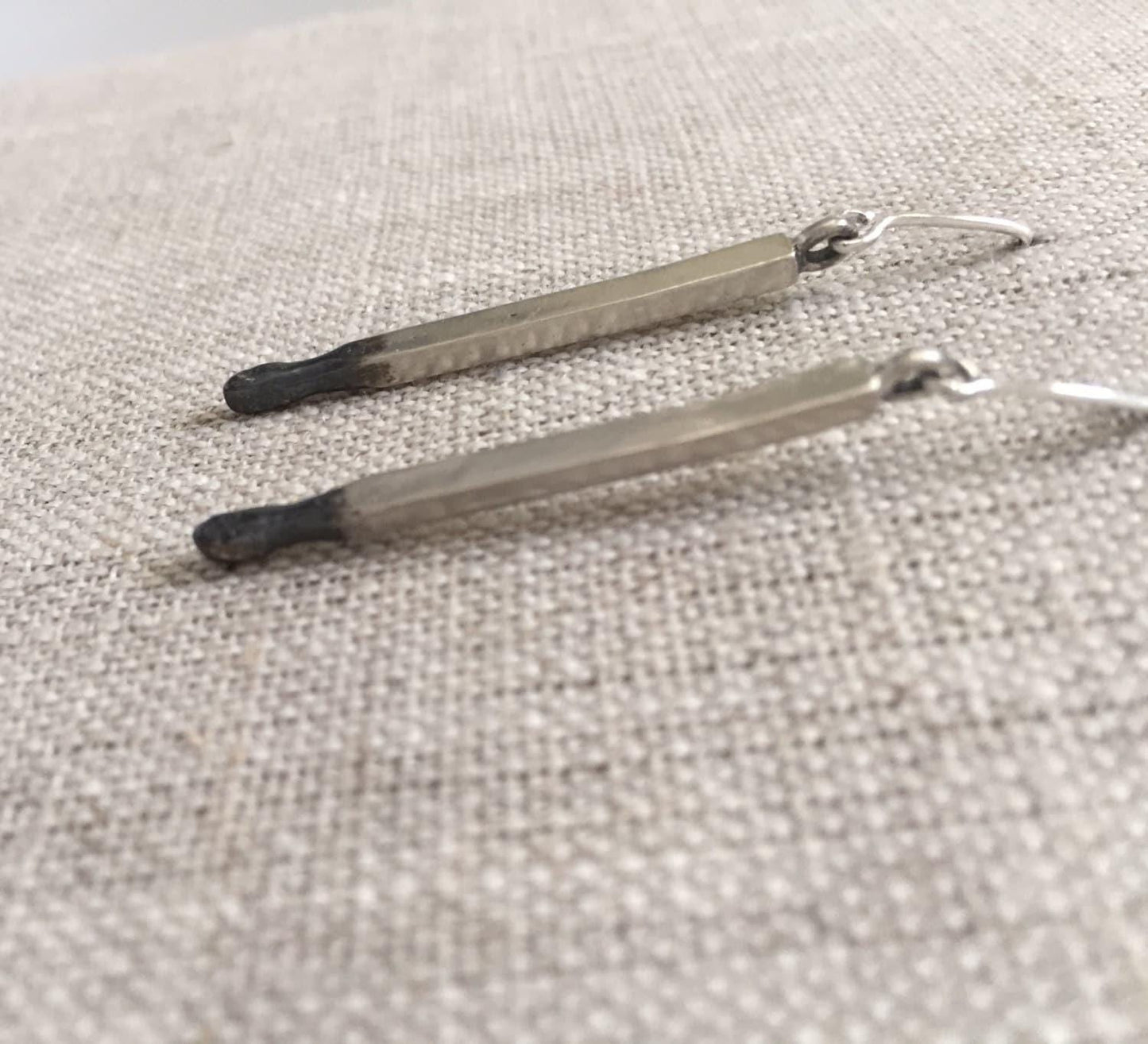 Matchstick Earrings in Sterling Silver Burning Love by iNk Jewelry