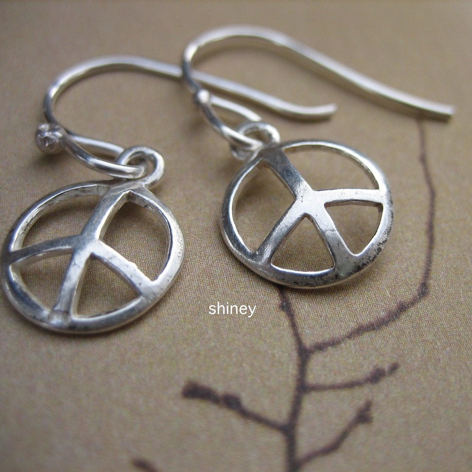 Peace Sign Earrings - Small Simple Domed Sterling Statement by iNk Jewelry