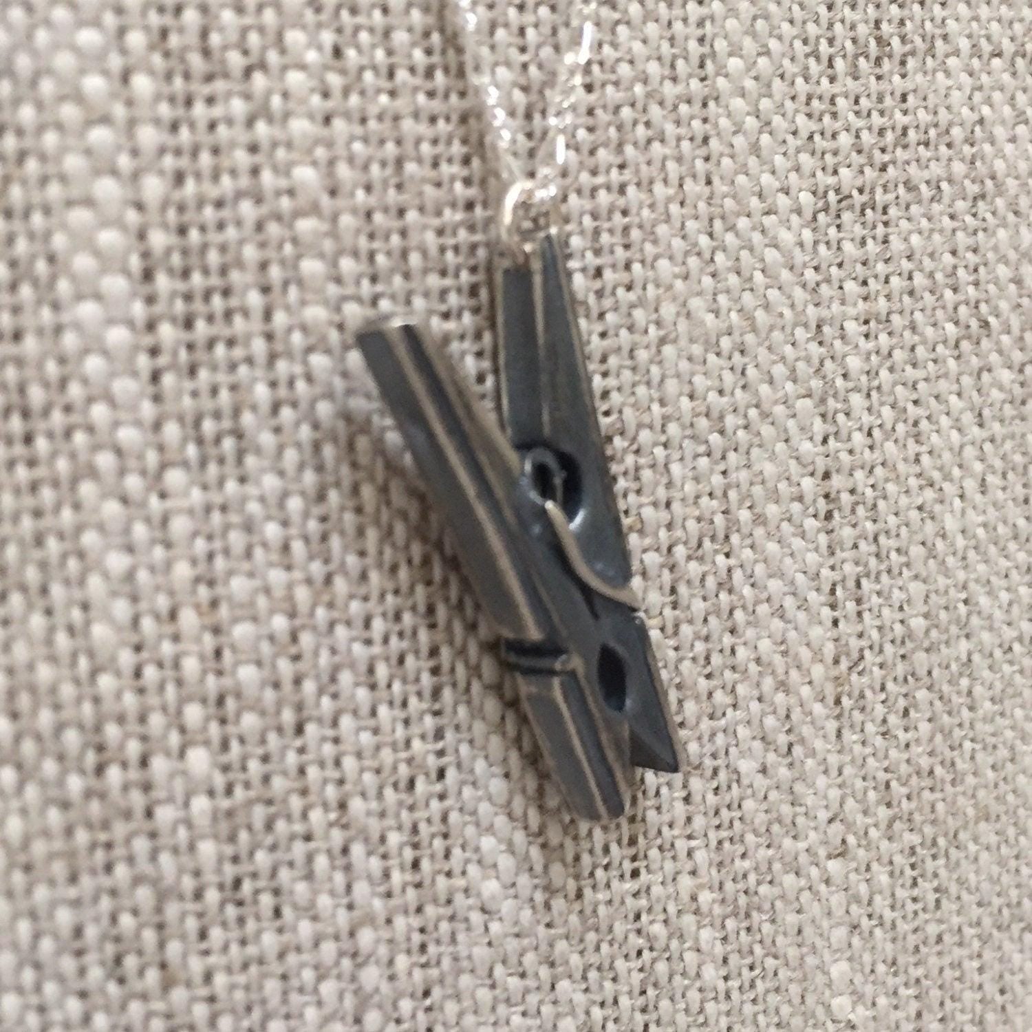 Clothespin Solid Sterling Silver Necklace -For my Clothes Pin Friend by iNk Jewelry